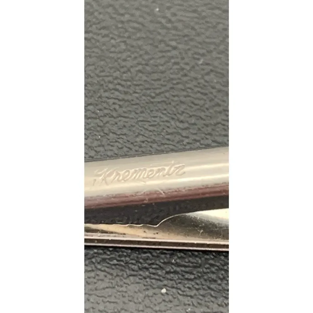 Vintage Krementz Timeless Brushed Silver‎ Tone Tie Clip Signed